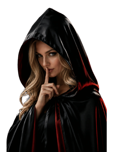 femme avec capuche qui demande le silence